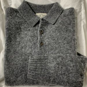 J Crew Brushed Wool Polo Sweater Grey XS